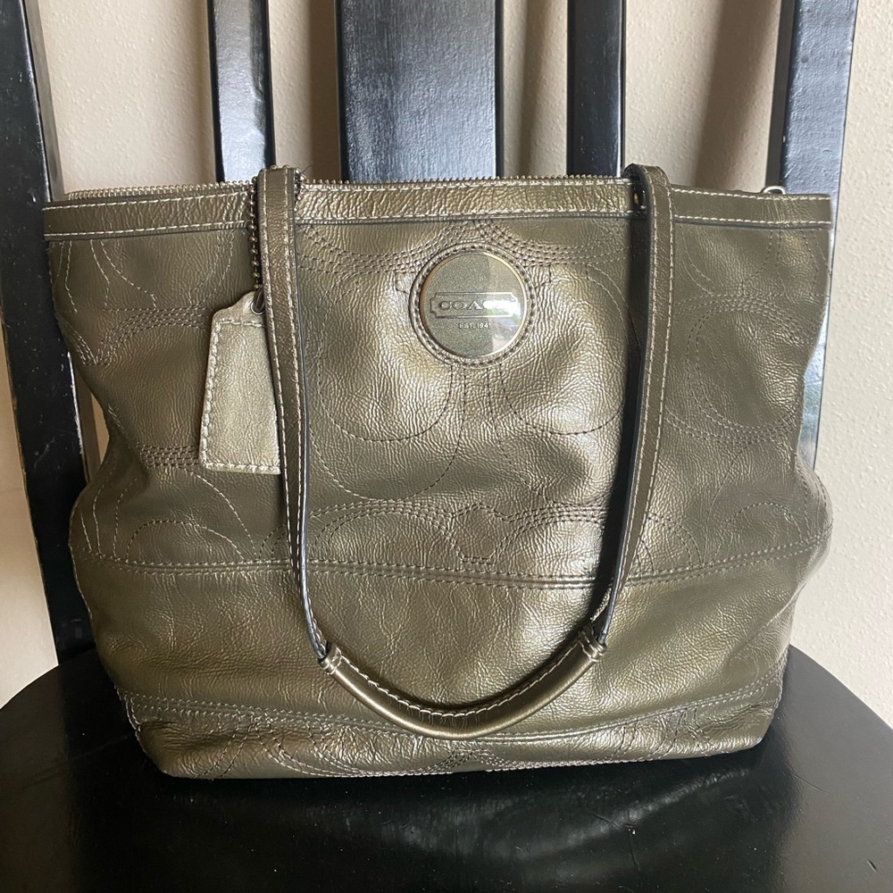 Metallic coach purse